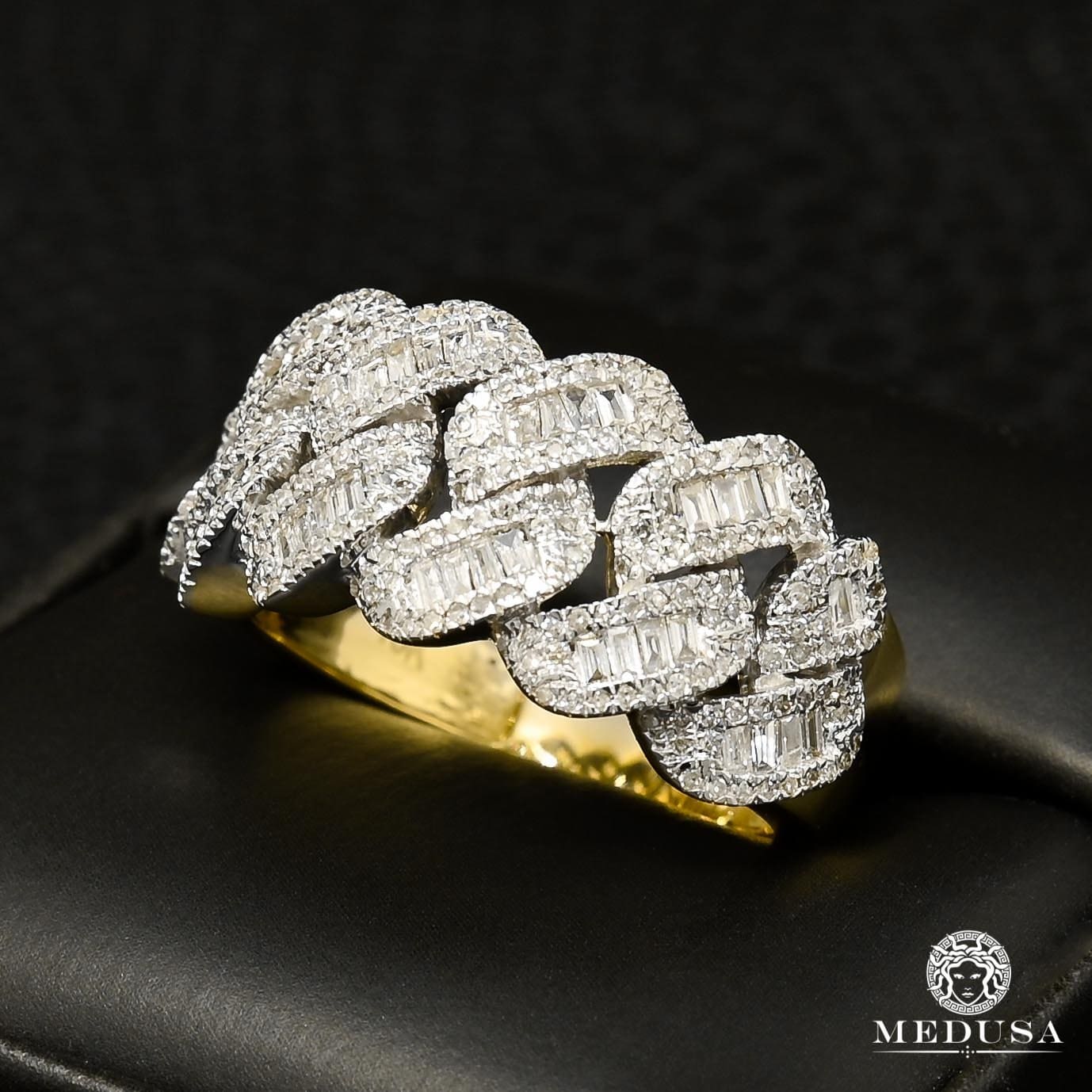 10K Gold Diamond Ring | Cuban D4 Men's Ring - 1.50CT Diamond / 2 Tone Gold