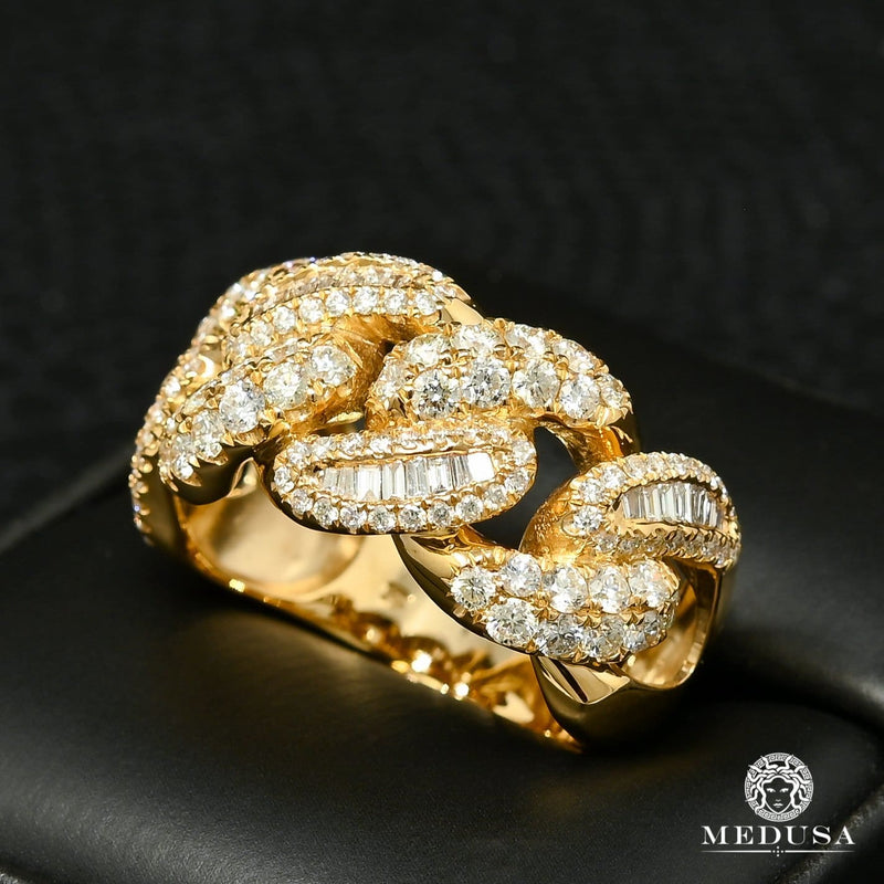 777 Yellow Gold Diamond Cuban Ring - Farfetch