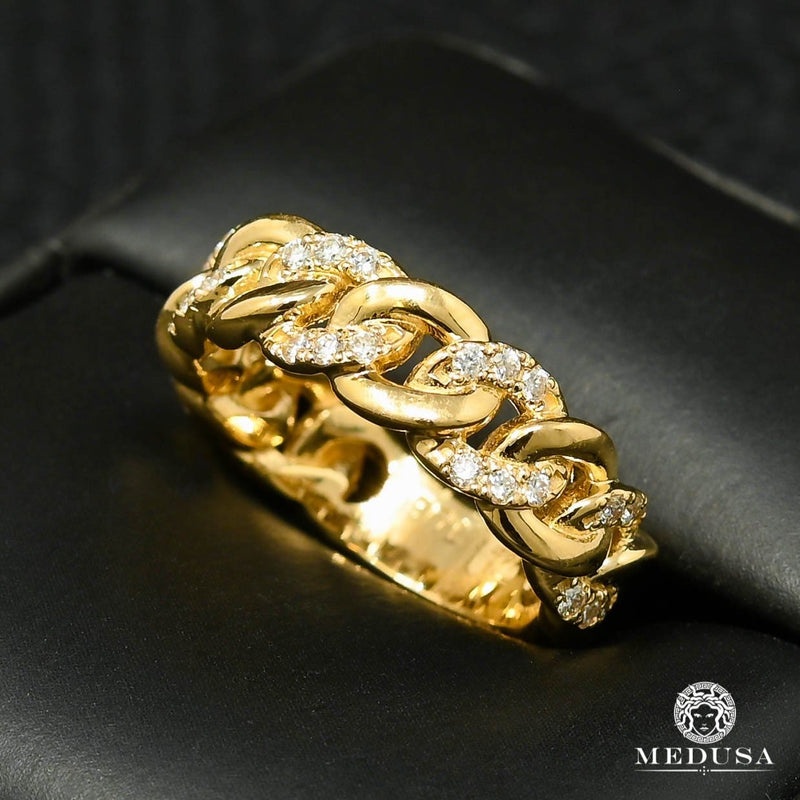 14K Gold Diamond Ring | Cuban D6 Men&#39;s Ring - MA0955 Yellow Gold