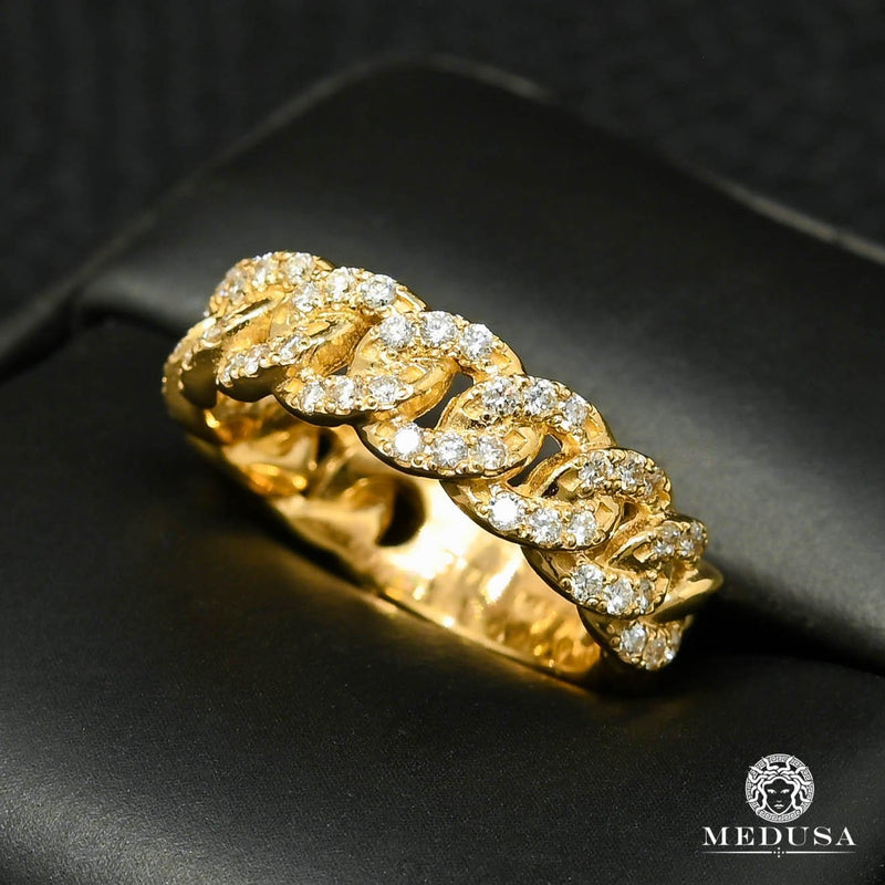 14K Gold Diamond Ring | Cuban D7 Men&#39;s Ring - MA0954 Yellow Gold