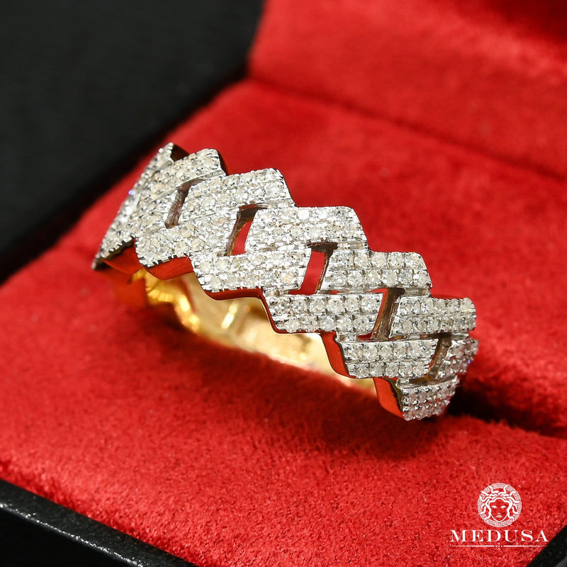 10K Gold Diamond Ring | Cuban D8 Men&#39;s Ring - 1.00CT Diamond / 2 Tone Gold