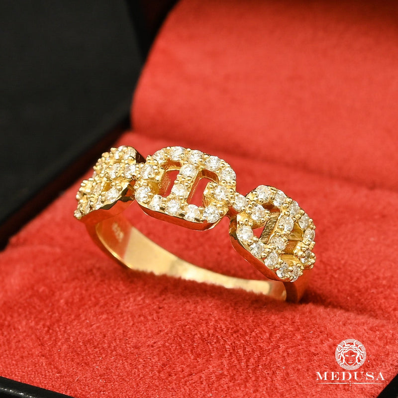 10K Gold Diamond Ring | Cuban Gucci Men&#39;s Ring D9 - MA0246 Yellow Gold
