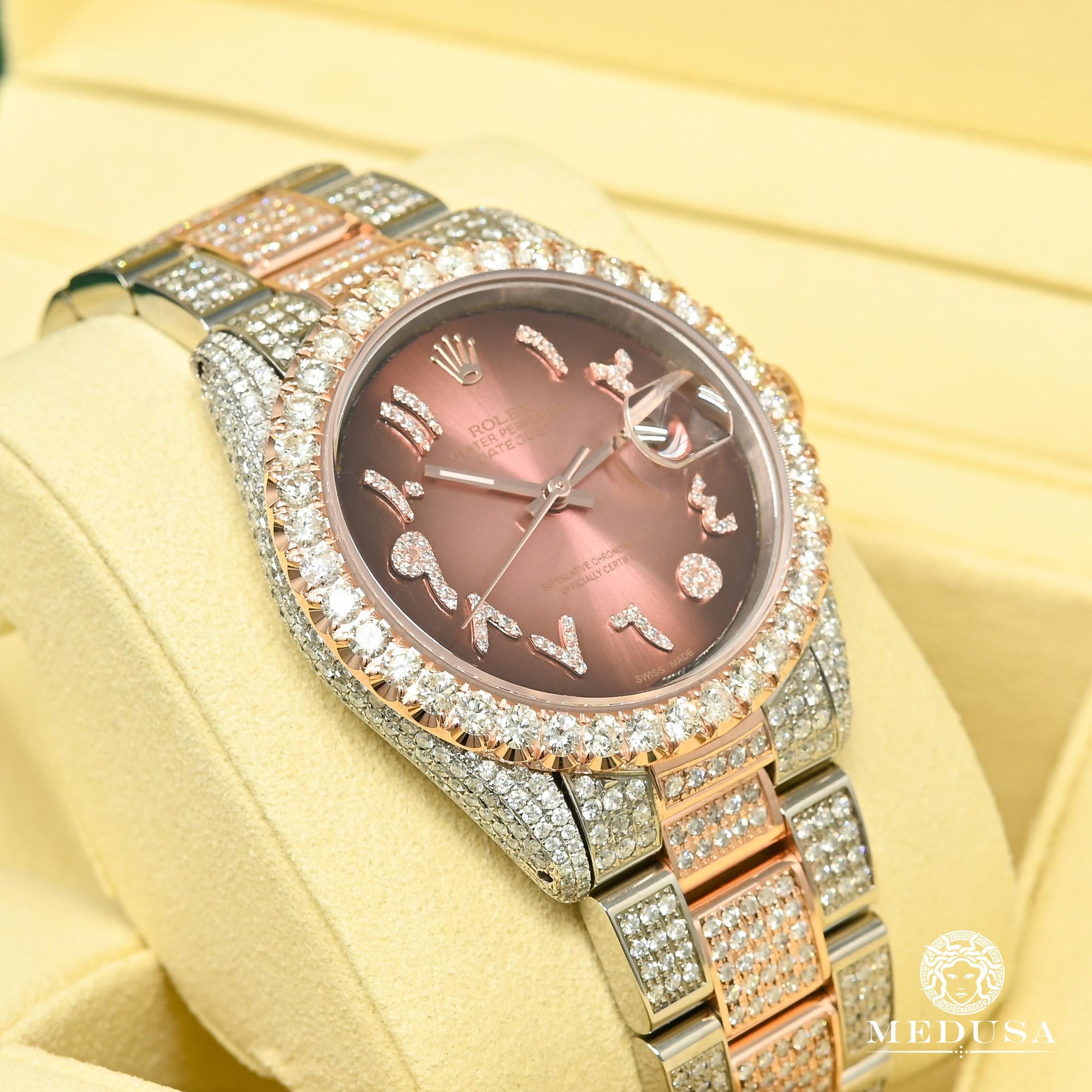 Montre Rolex | Montre Homme Datejust 36mm - Rose 2 Tons Arabic Chocolate Or Rose 2 Tons