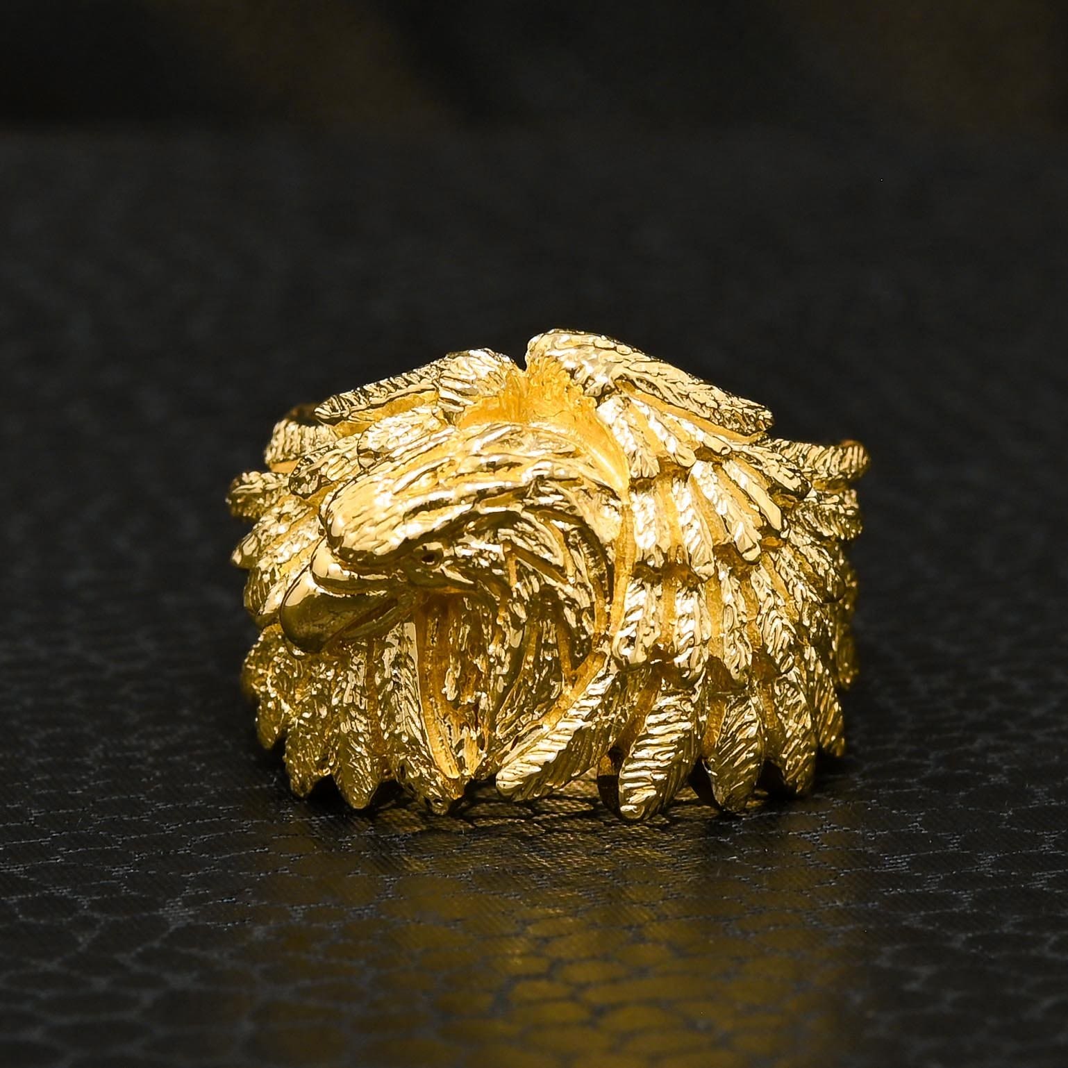 10K Gold Ring | Men's Ring Eagle H6 Yellow Gold