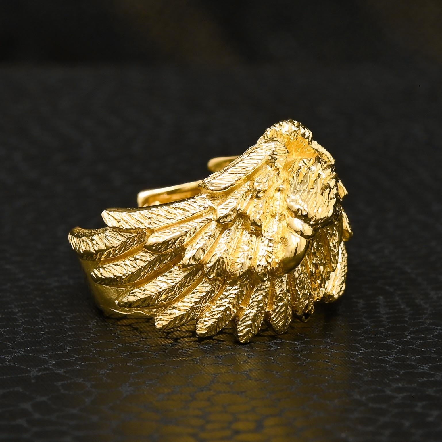 10K Gold Ring | Men&#39;s Ring Eagle H6 Yellow Gold