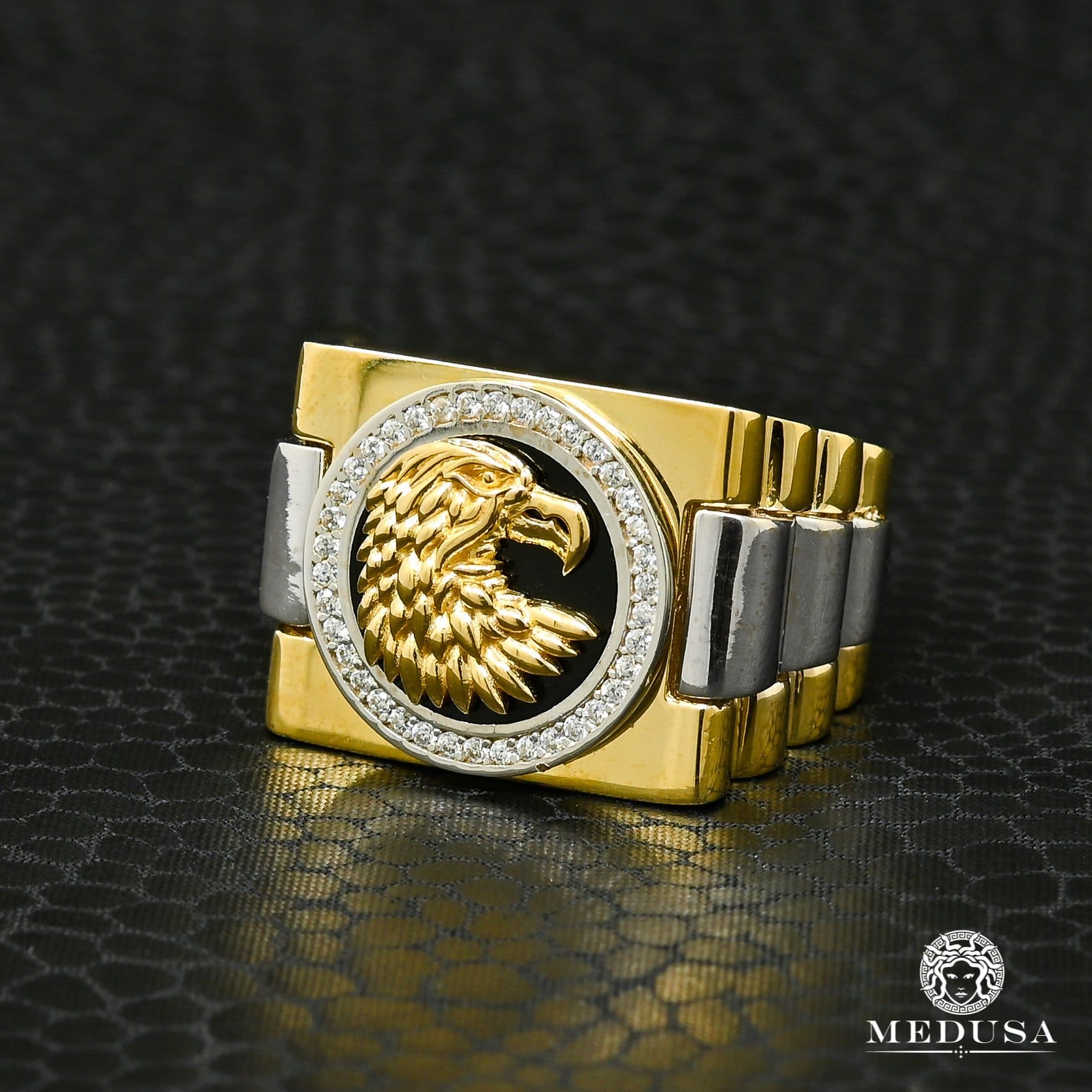 10K Gold Ring | Men's Ring Eagle H8 Gold 2 Tones