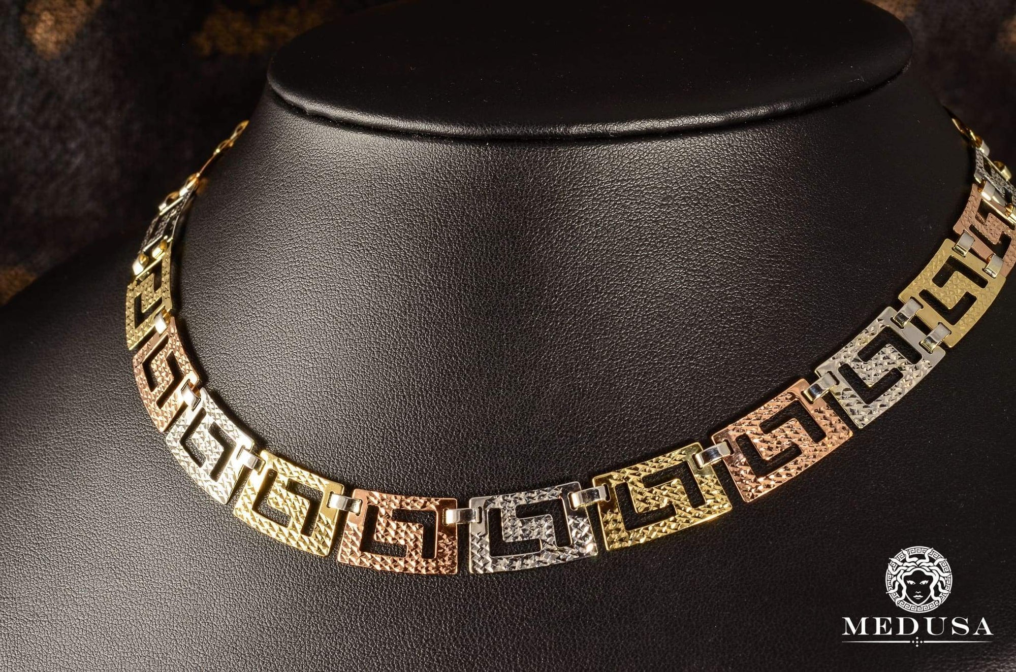 10K Gold Necklace | Women's Necklace Elegant X2 Gold 3 Tones