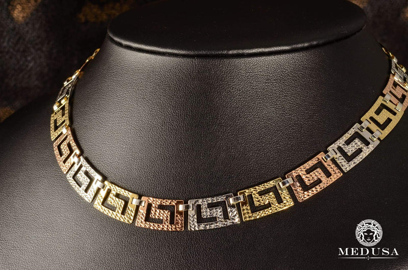 10K Gold Necklace | Women&#39;s Necklace Elegant X2 Gold 3 Tones