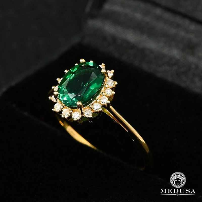 10K Gold Diamond Ring | Women&#39;s Ring Emerald D1 - Yellow Gold Diamond