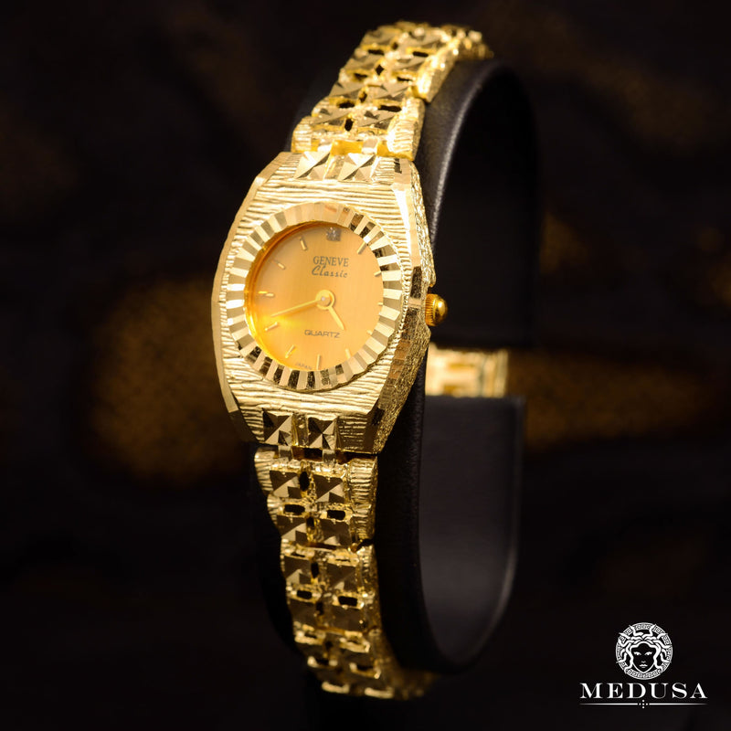 10K Gold Watch | Geneva Women&#39;s Watch F2 - Nugget Yellow Gold