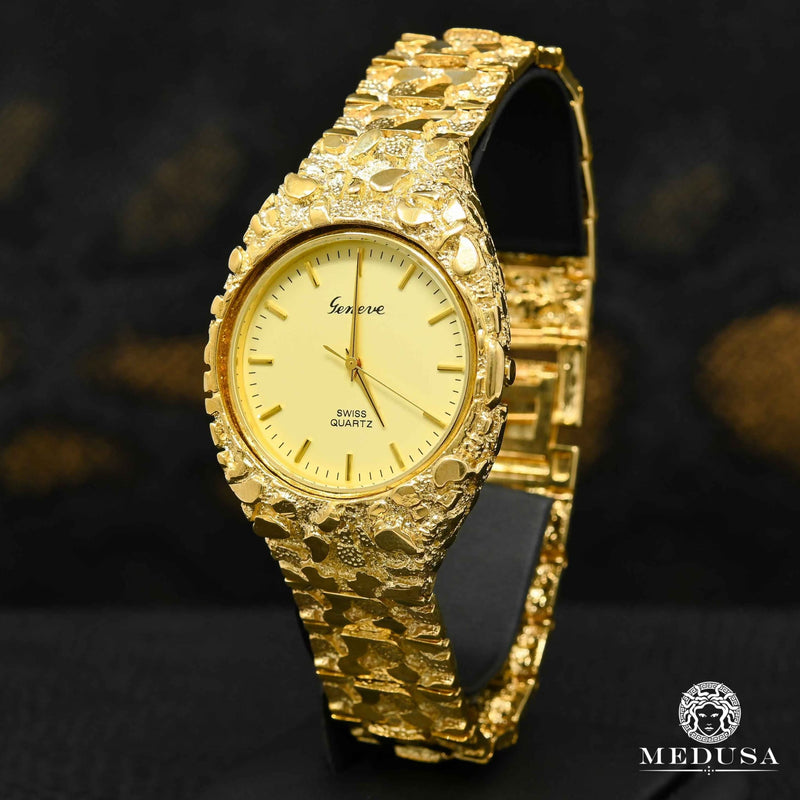 10K Gold Watch | Geneva Men&#39;s Watch H4 - Nugget Yellow Gold