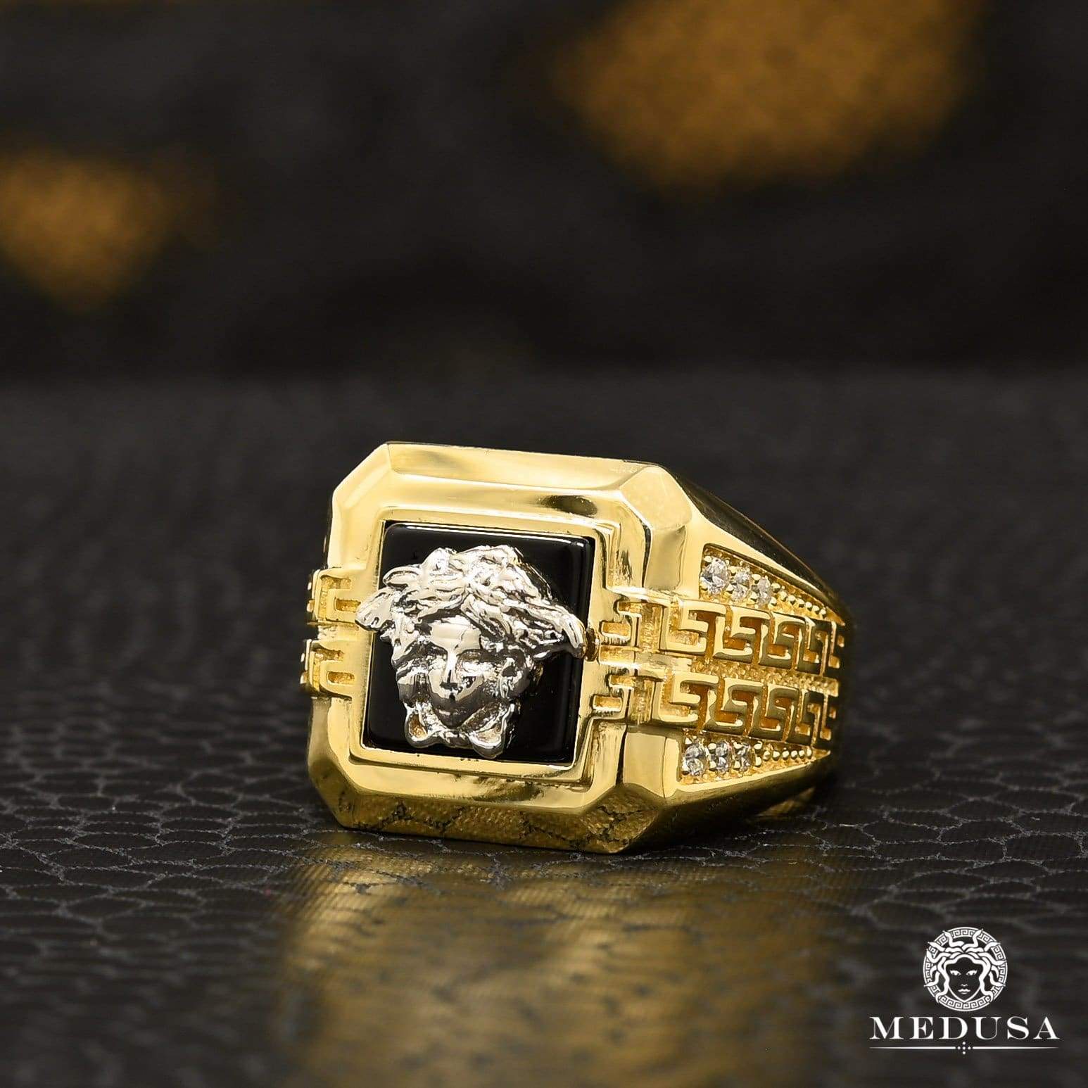 10K Gold Ring | Glam Men's Ring H33 Gold 2 Tones