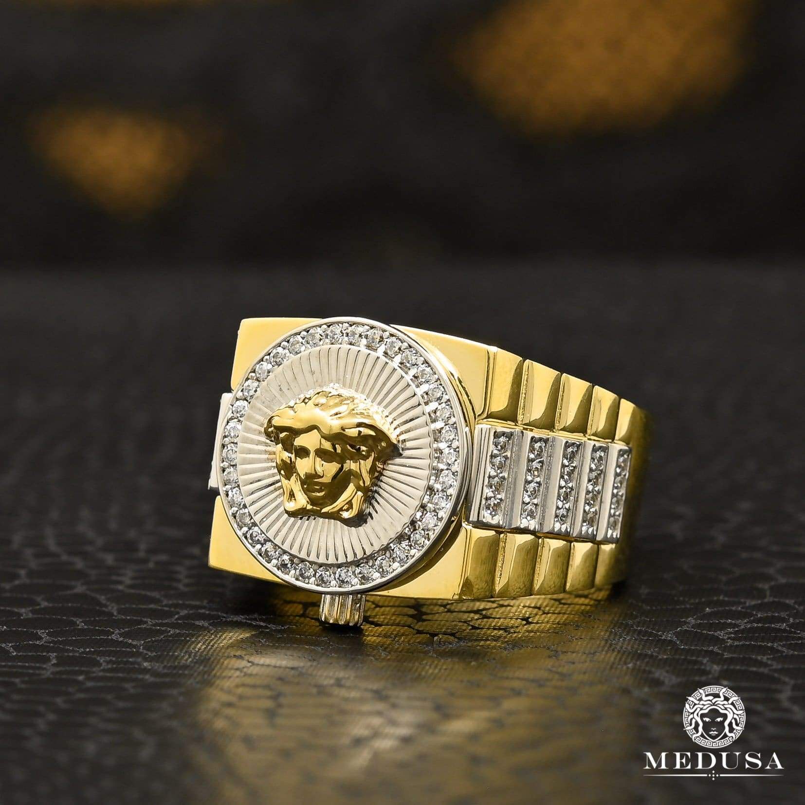 10K Gold Ring | Glam Men's Ring H39 Gold 2 Tones