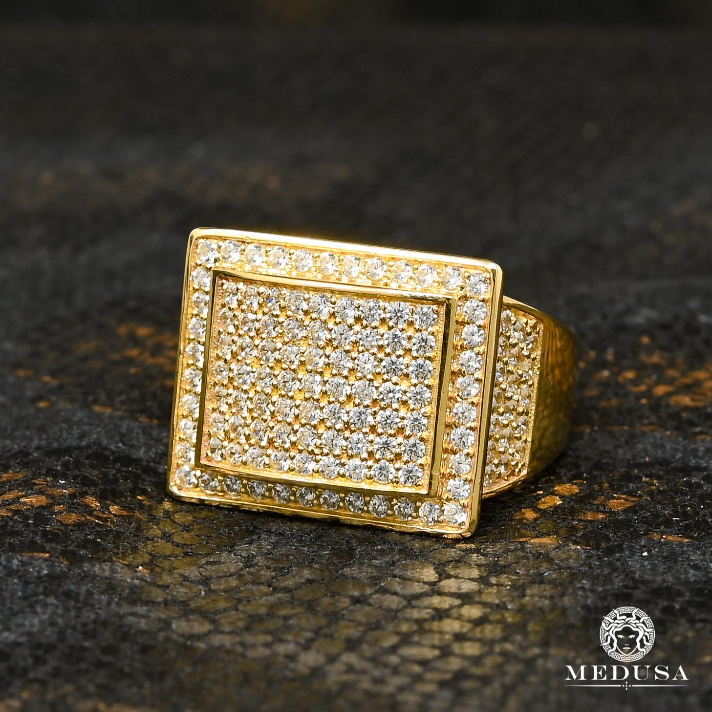 10K Gold Ring | Glam Men's Ring H45 Yellow Gold