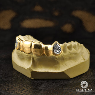 Grillz 6 Teeth Fang Diamond Cut  - 10K / Gold 2 Tones