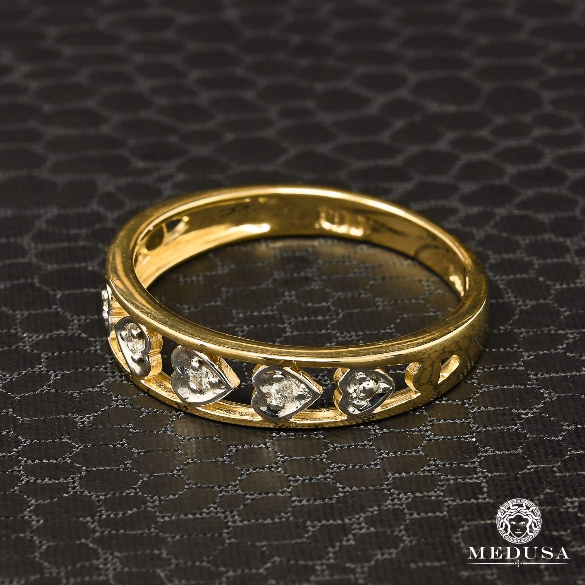 14K Gold Diamond Ring | Women's Ring Heart D10 - 4PT Diamond / 2 Tone Gold
