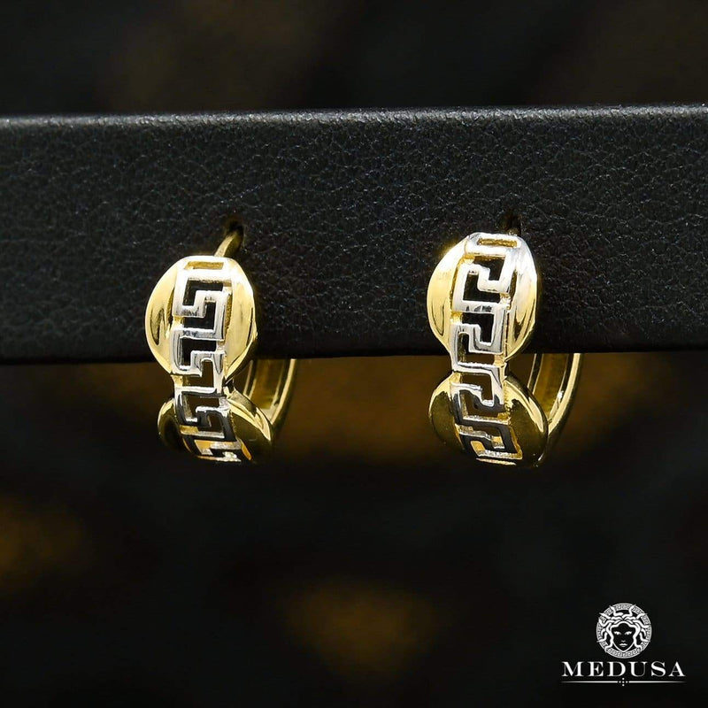 10K Gold Huggies | Huggies F36 Gold 2 Tone Earrings