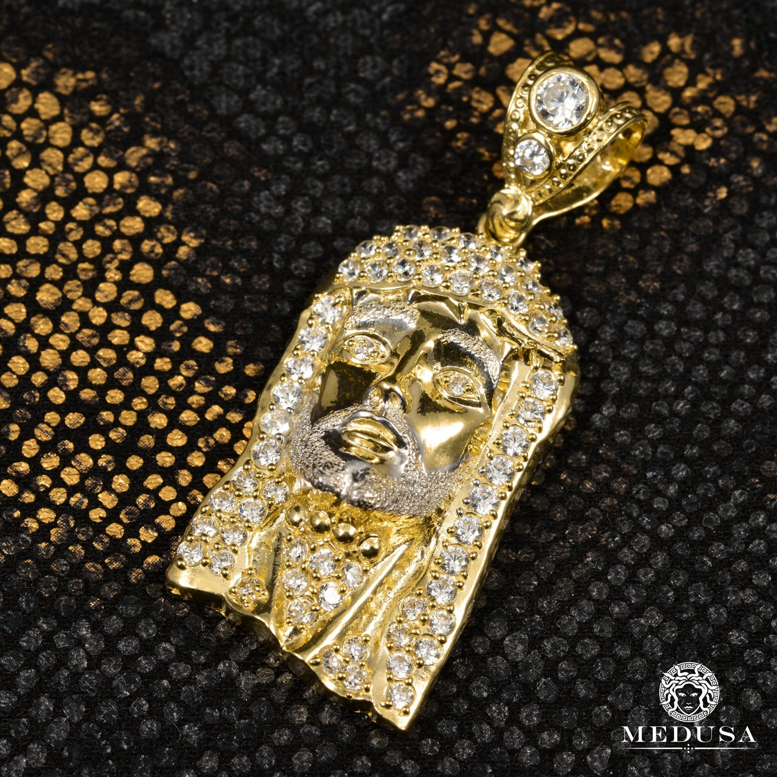 10K Gold Pendant | Miscellaneous Pendant Jesus X7 34mm / 2 Tone Gold