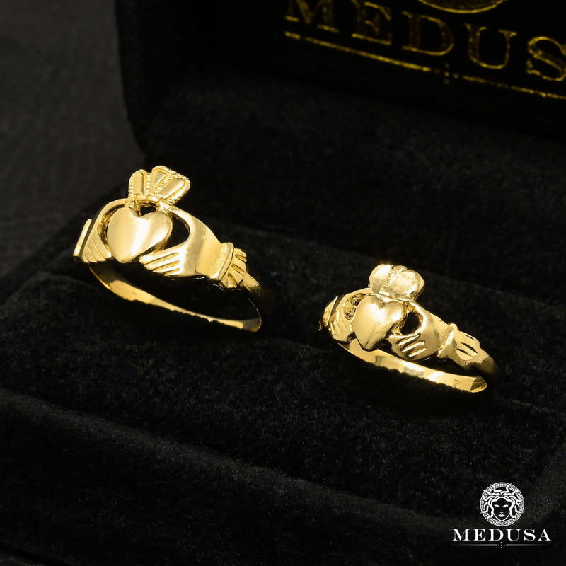 10K Gold Band | Men&#39;s Band Her &amp; Him Claddagh Band &#39;&#39;Her &amp; Him&#39;&#39; / Yellow Gold