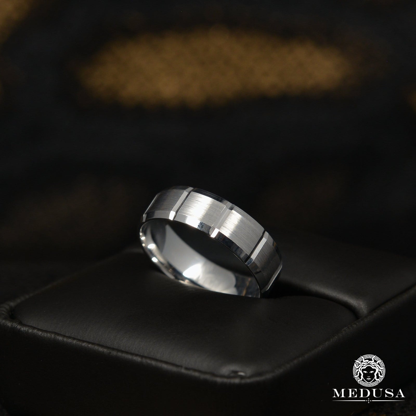 10K Gold Band | Men's Band Band H10 White Gold - MED238