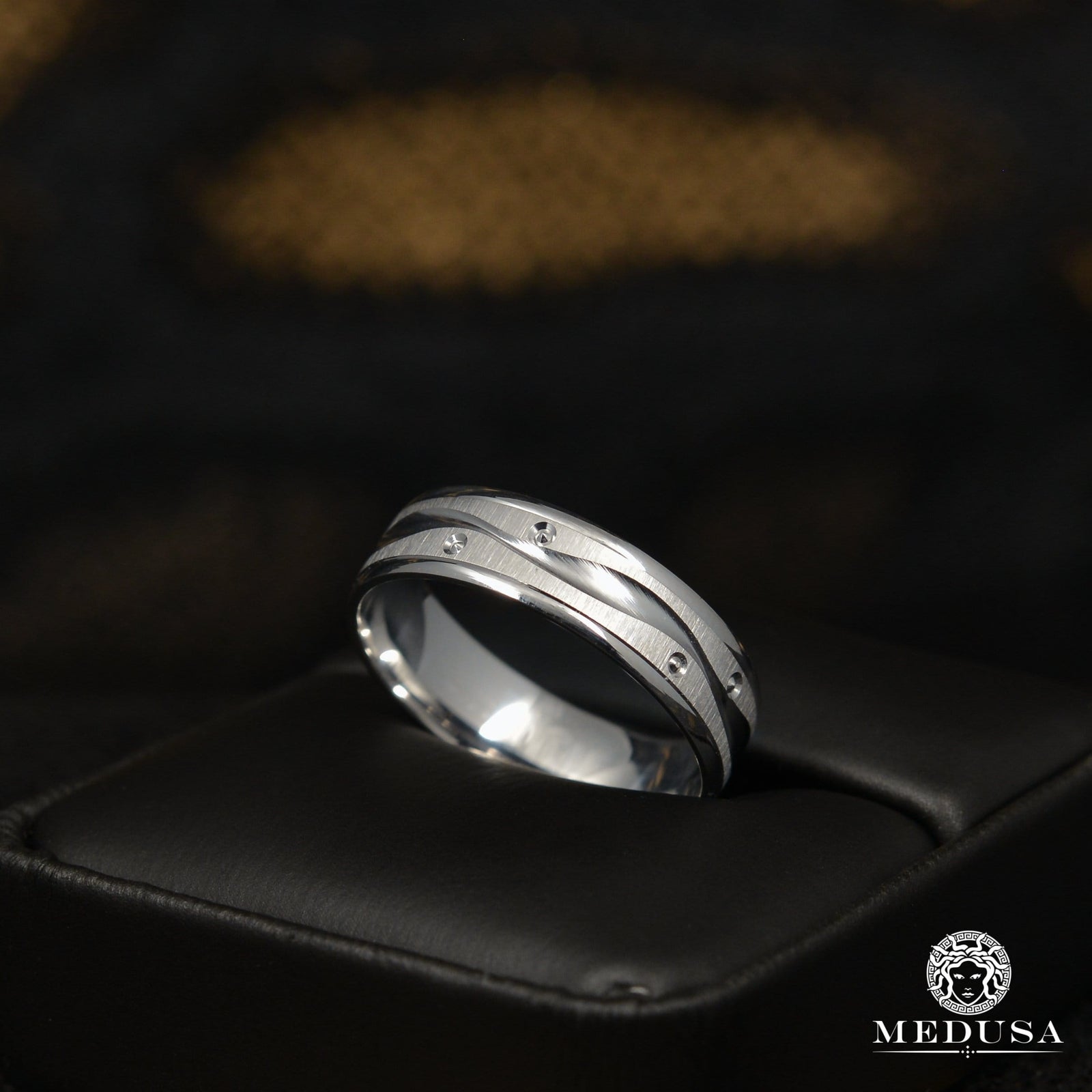 10K Gold Band | Men's Band Band H11 White Gold - MED253