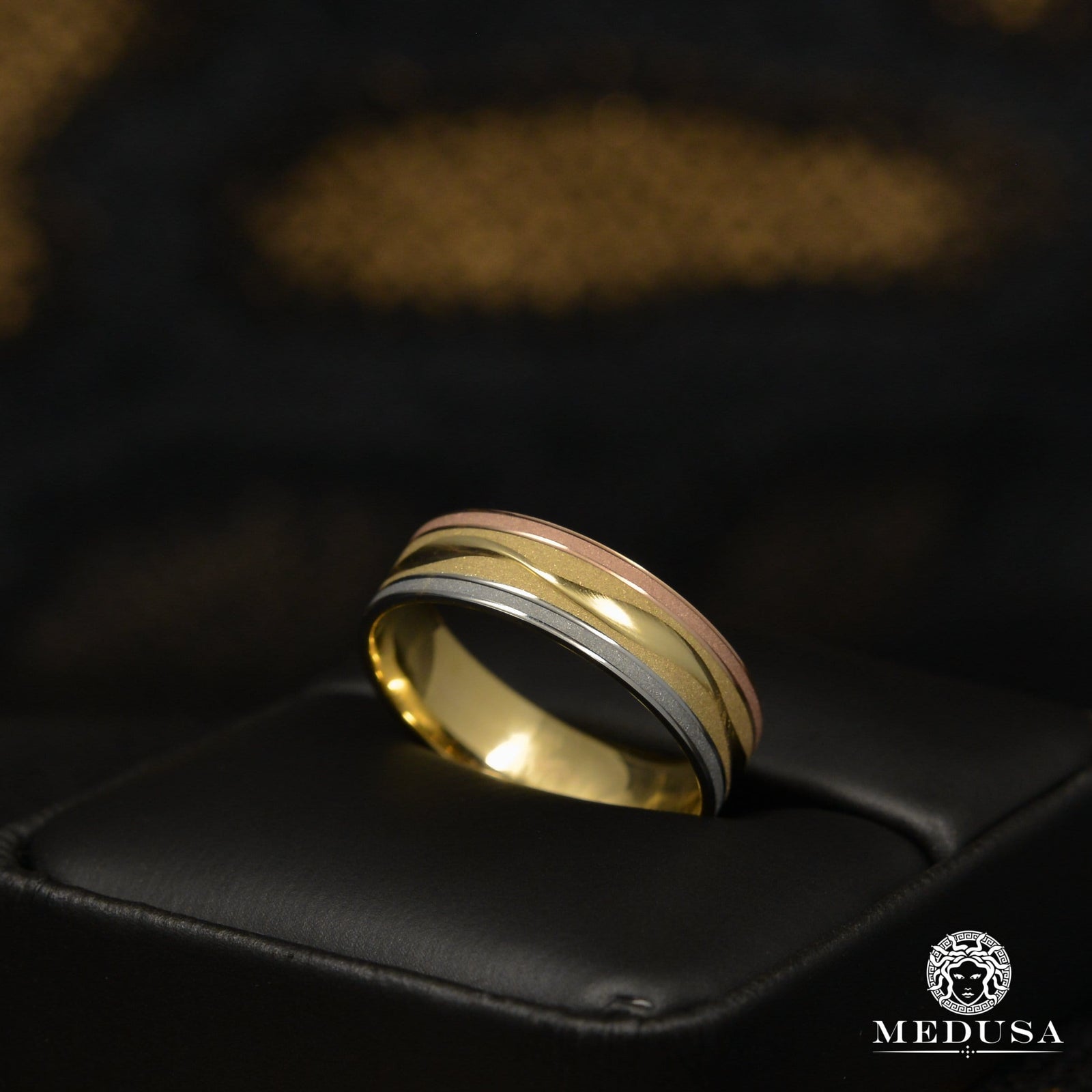 10K Gold Band | Men's Band Band H16 3 Tones - MED251