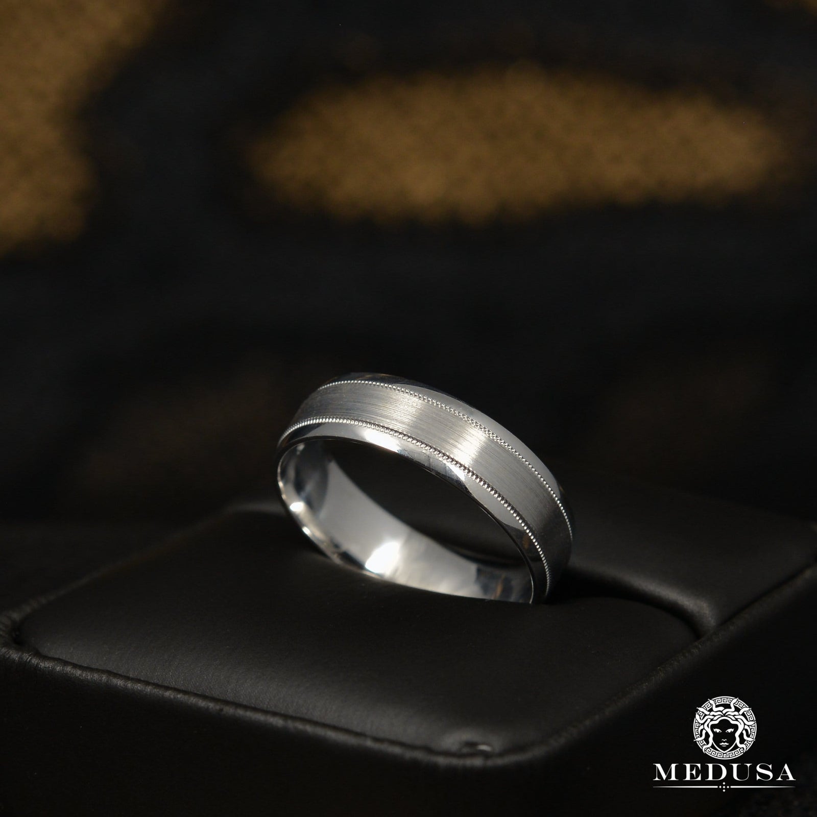 10K Gold Band | Men's Band Band H2 White Gold - MED252