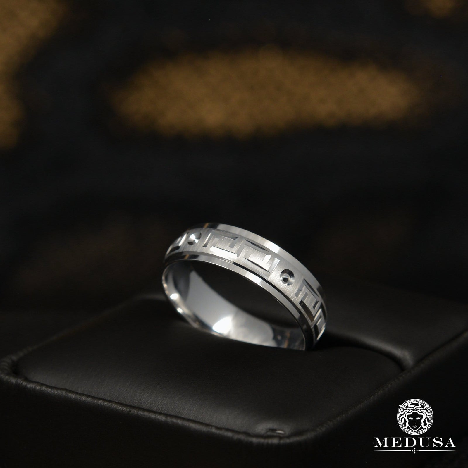 10K Gold Band | Men's Band Band H3 White Gold - MED254