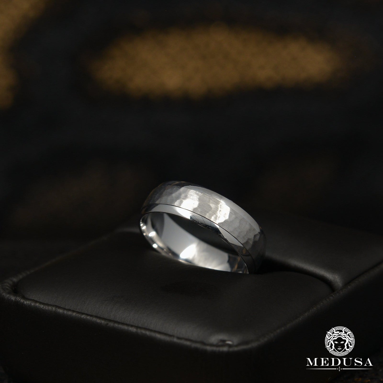 10K Gold Band | Men's Band Band H6 White Gold - MED231