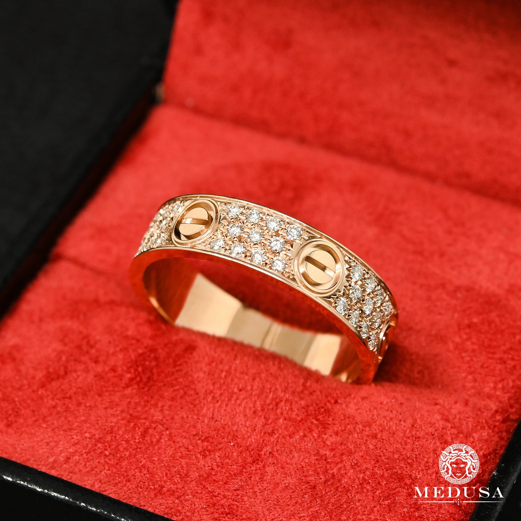 18K Gold Diamond Ring | Men's Ring Love F11 - Rose Gold Diamond
