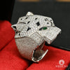 Bague à Diamants en Or 14K | Bague Homme Luxurious D15 - Panthère Or Blanc
