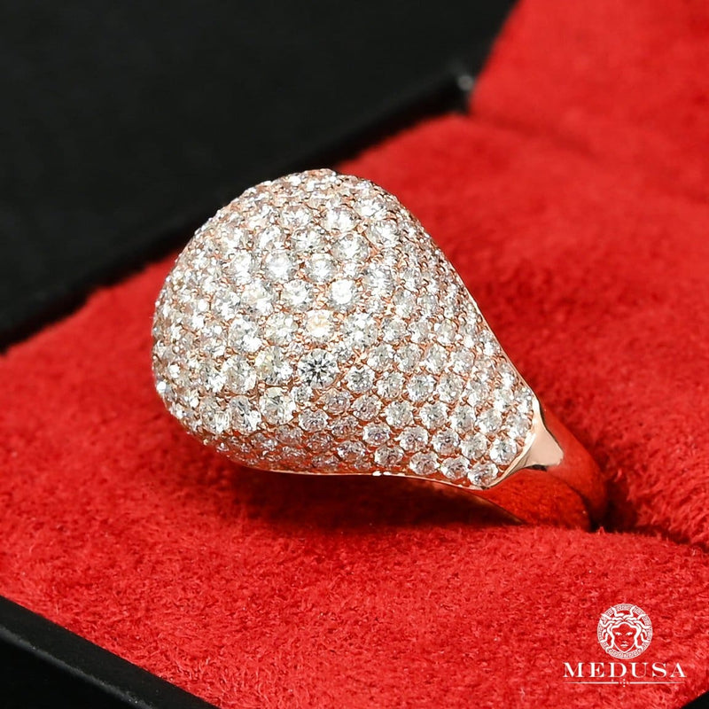 Bague à Diamants en Or 10K | Bague Homme Luxurious D6 - VVS Or Rose
