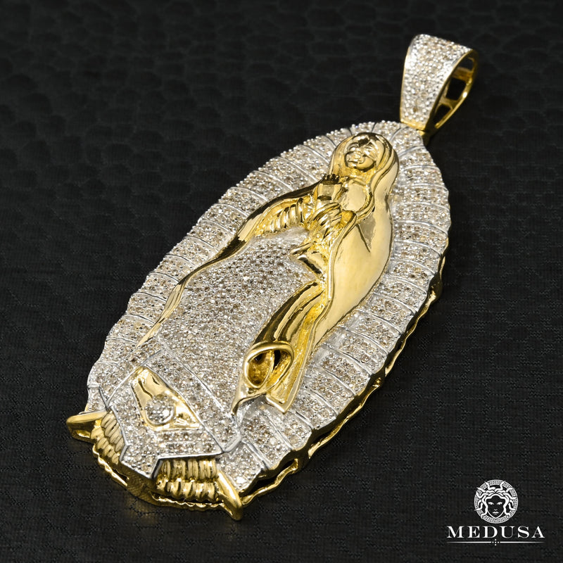 10K Gold Diamond Pendant | Miscellaneous Mary D1 Pendant - 2 Tone Gold Diamond