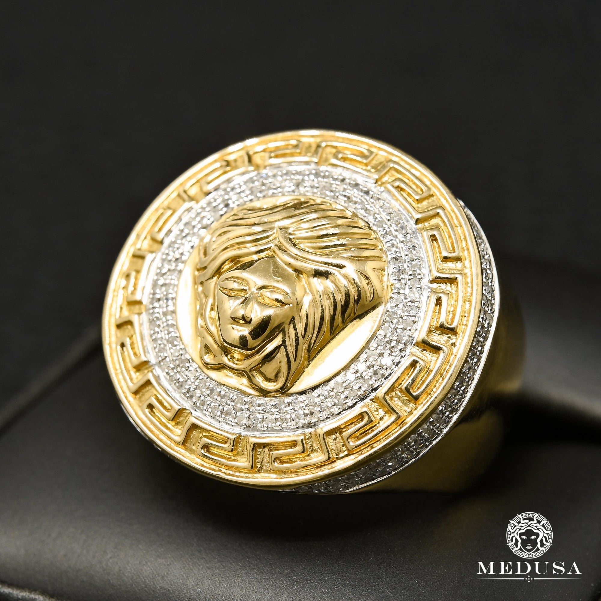 10K Gold Diamond Ring | Medusa D1 Men's Ring - 80PT Diamond / Yellow Gold