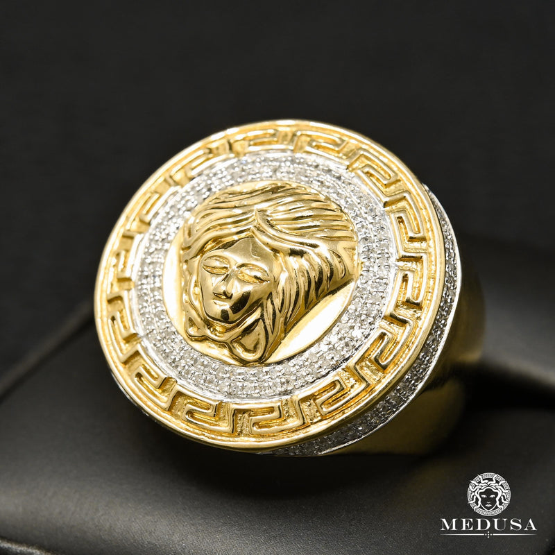 10K Gold Diamond Ring | Medusa D1 Men&#39;s Ring - 80PT Diamond / Yellow Gold