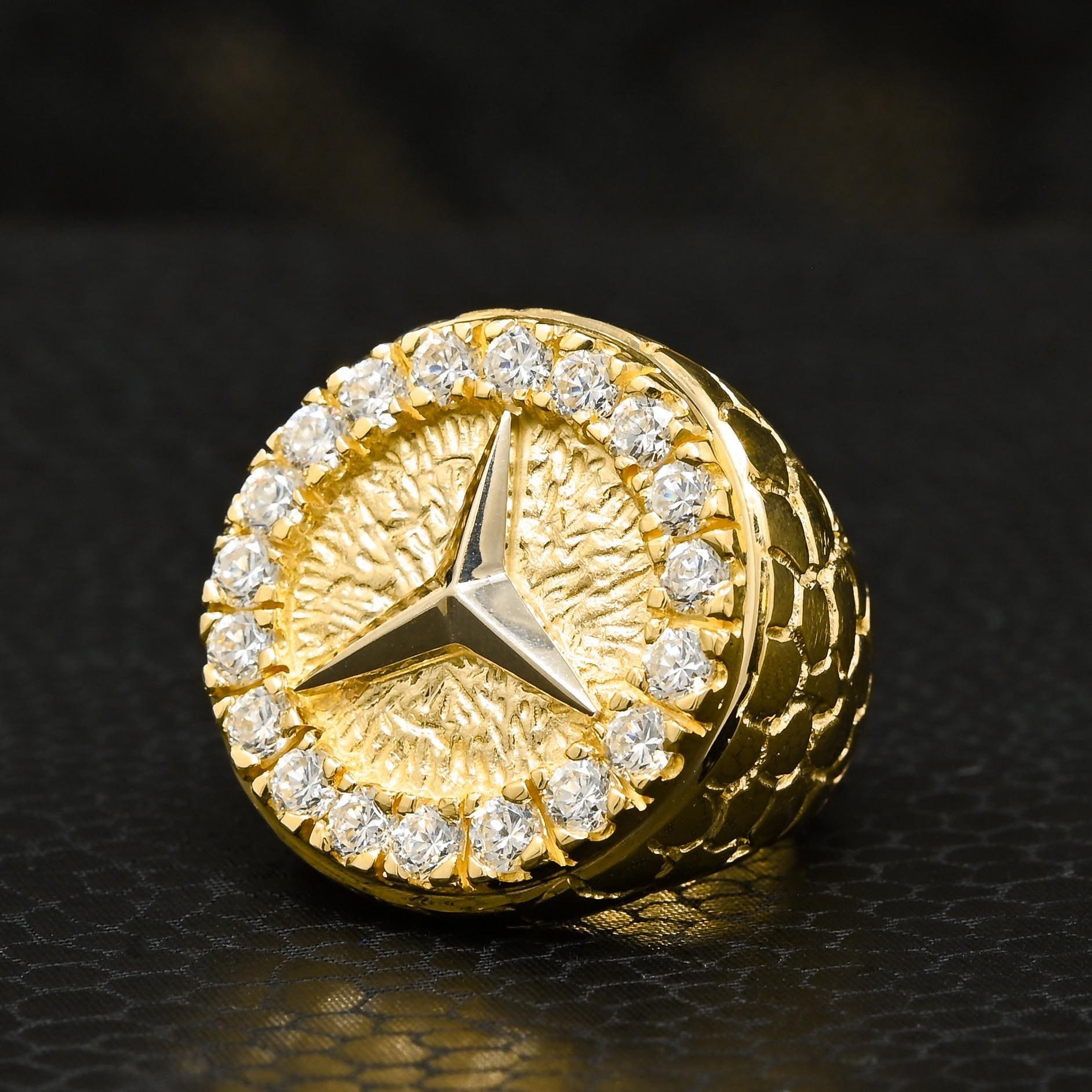 10K Gold Ring | Men's Ring Mercedes H2 Yellow Gold
