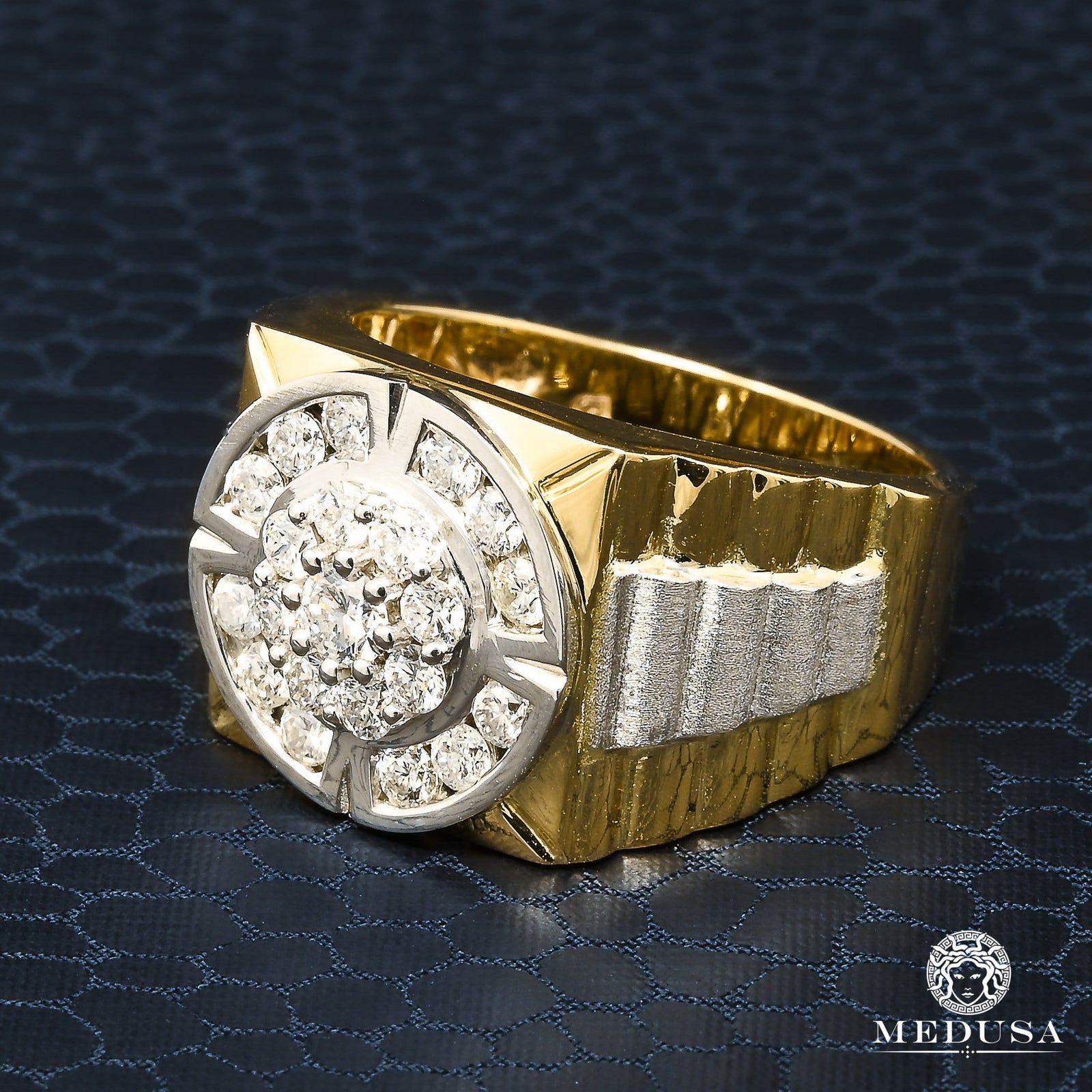 10K Gold Diamond Ring | Mirror D1 Men's Ring - 1.00CT Diamond / 2 Tone Gold