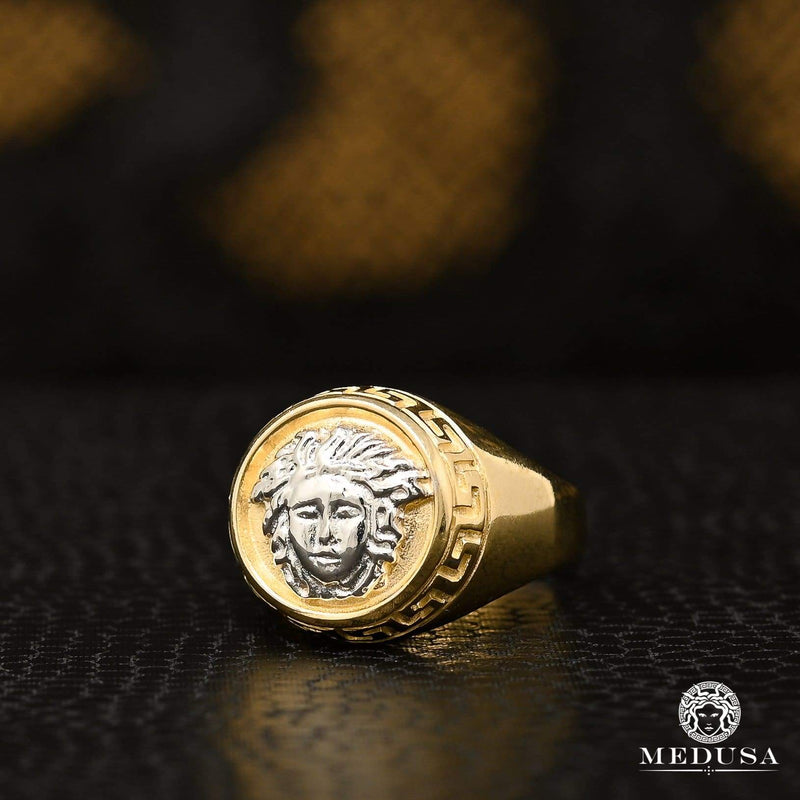 10K Gold Ring | Men&#39;s Ring Mirror H16 Gold 2 Tones