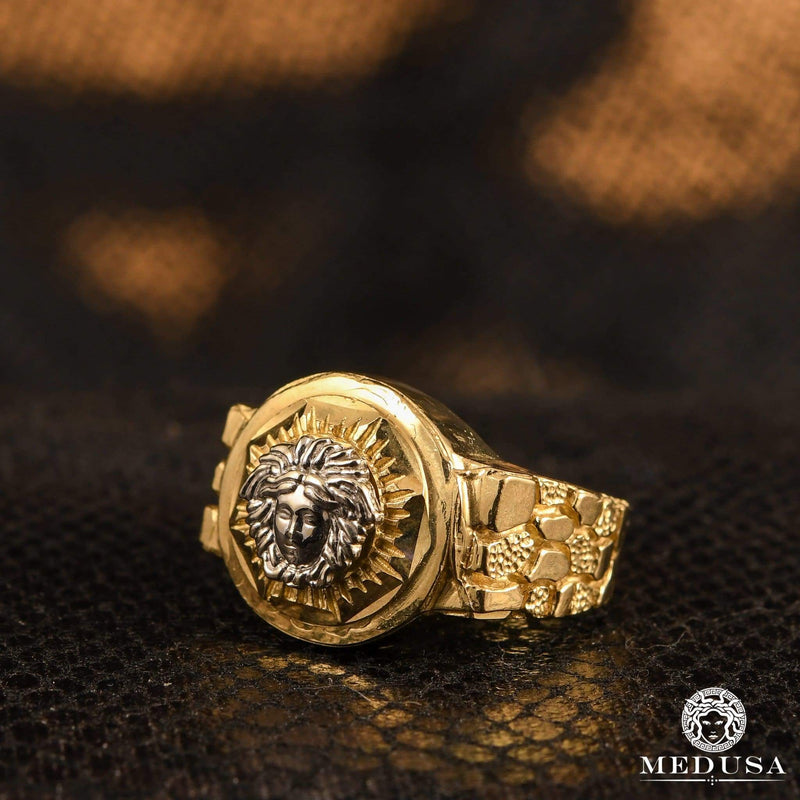 10K Gold Ring | Men&#39;s Ring Mirror H2 Gold 2 Tones