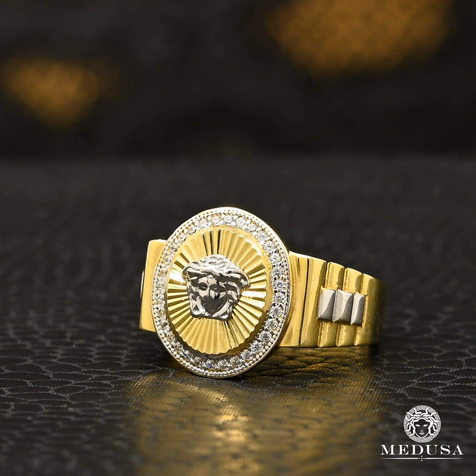 10K Gold Ring | Men's Ring Mirror H21 Gold 2 Tones