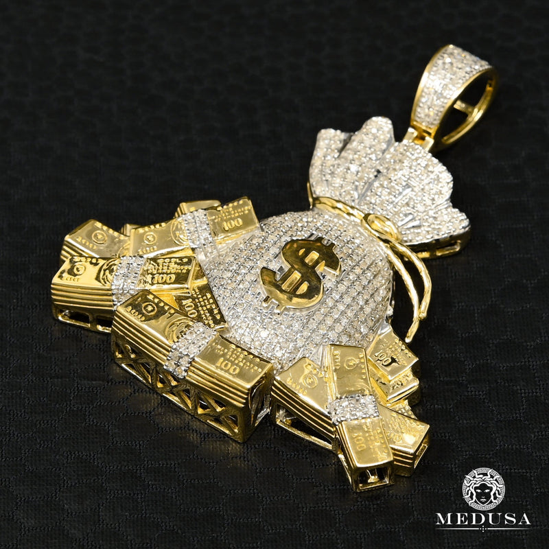 10K Gold Diamond Pendant | Miscellaneous Money D3 Pendant - 2 Tone Gold Diamond