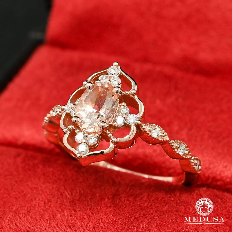 14K Gold Diamond Ring | Women&#39;s Ring Morganite D10 - Rose Gold Diamond