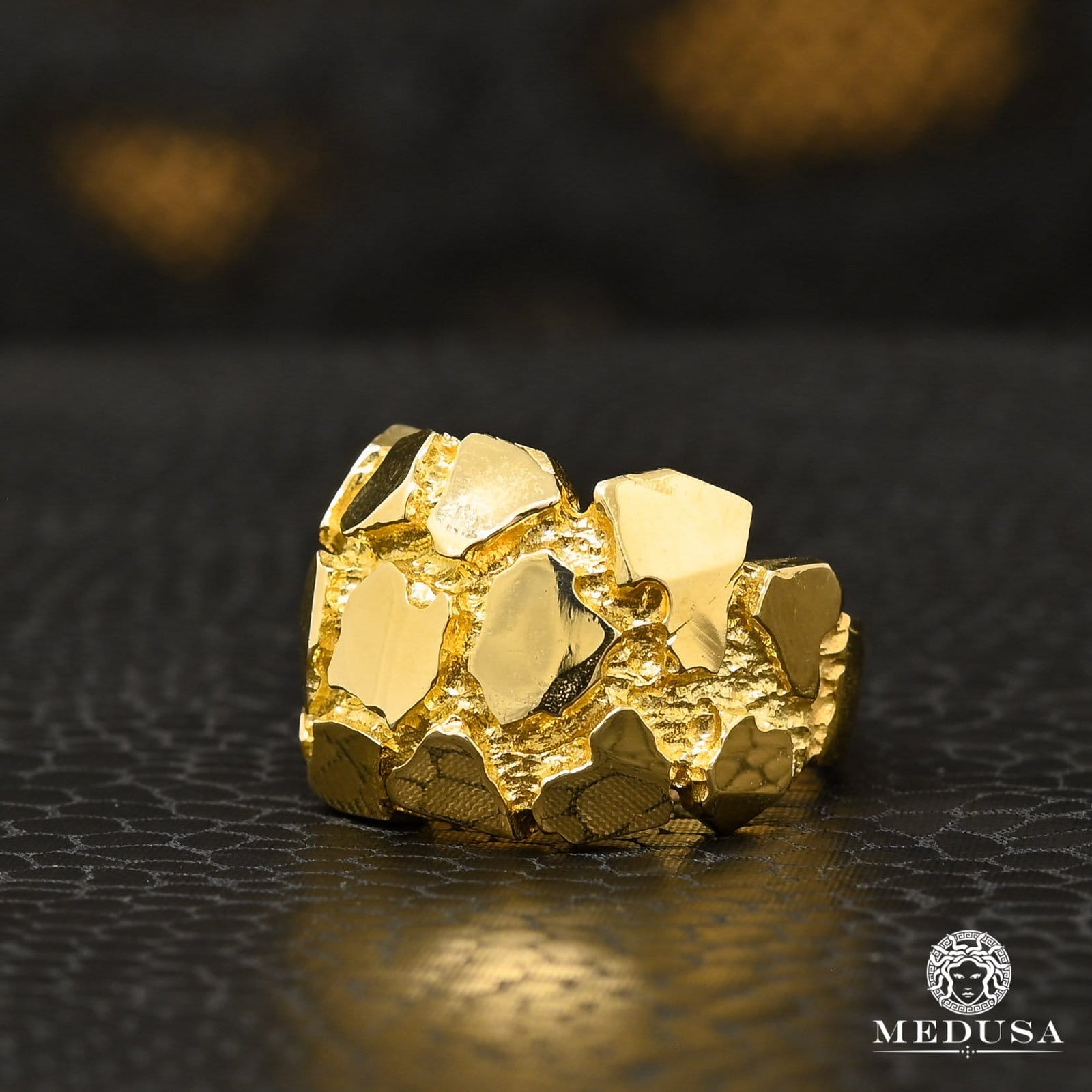 10K Gold Ring | Men's Ring Nugget H17 Yellow Gold