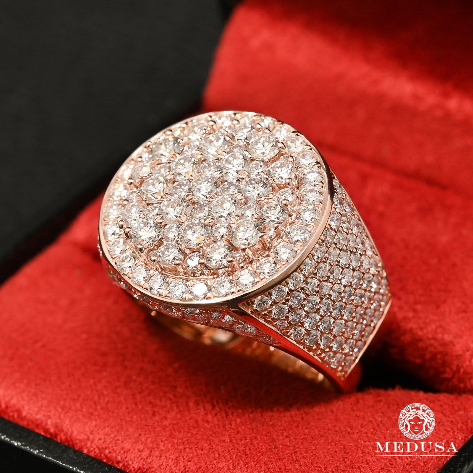 Bague à Diamants en Or 14K | Bague Homme Orb D2 - Diamant Or Rose