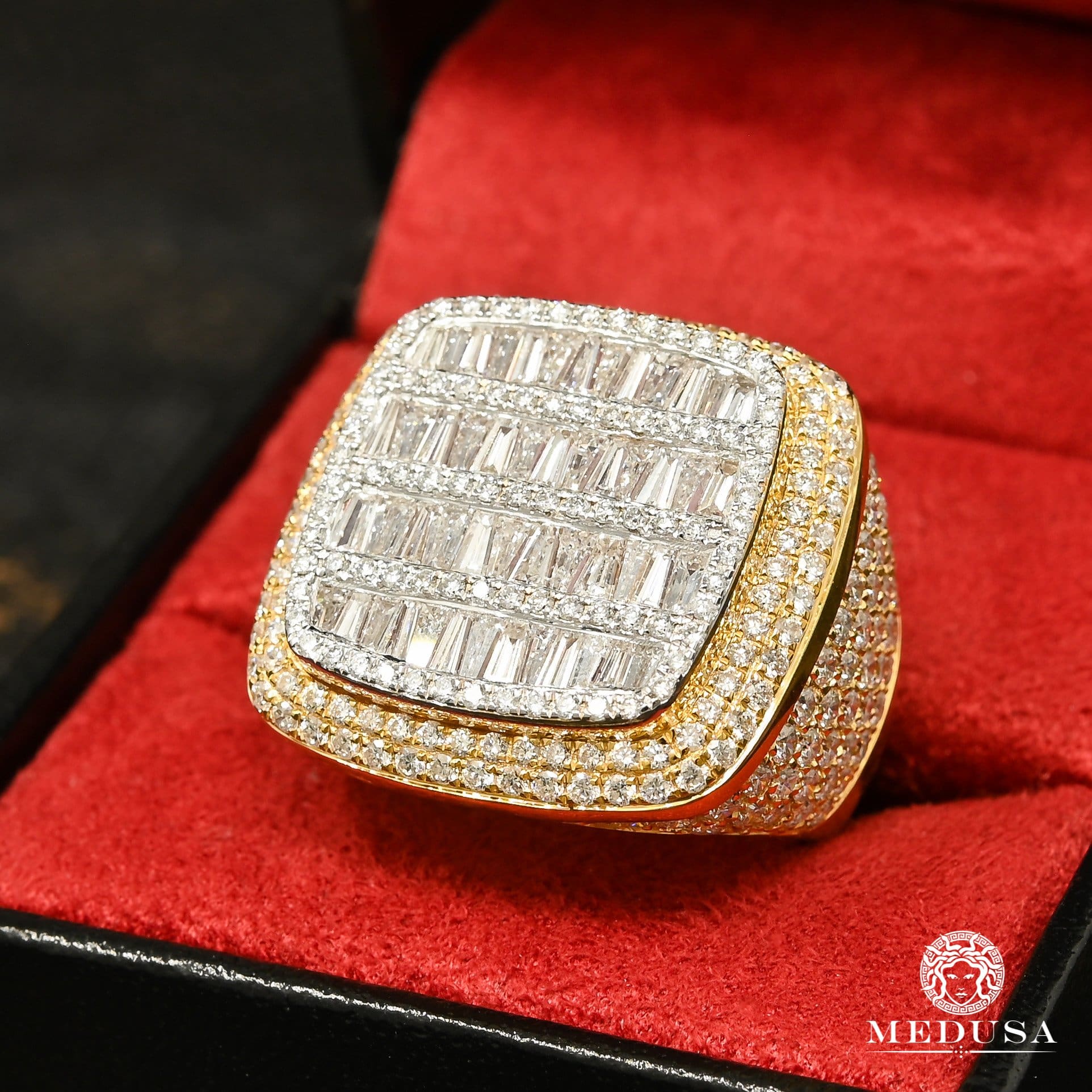14K Gold Diamond Ring | Men's Ring Orb D5 - Yellow Gold Diamond