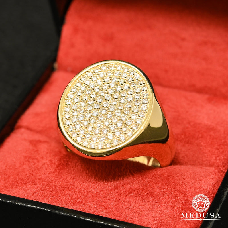 14K Gold Diamond Ring | Men&#39;s Ring Orb D6 - Yellow Gold Diamond
