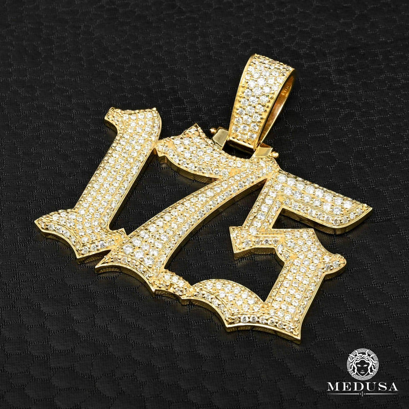 Custom Gold Pendant | Custom Jewelry Pendant 3 Numbers Diamond Yellow Gold