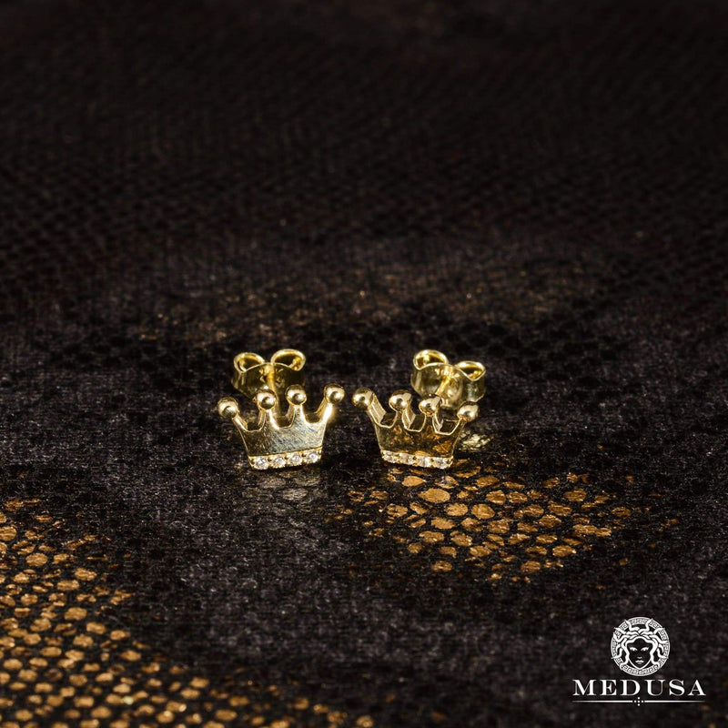 10K Gold Studs | Yellow Gold Queen F1 Earrings