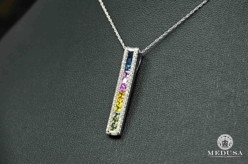 10K Gold Necklace | Women&#39;s Necklace Rainbow X1 White Gold