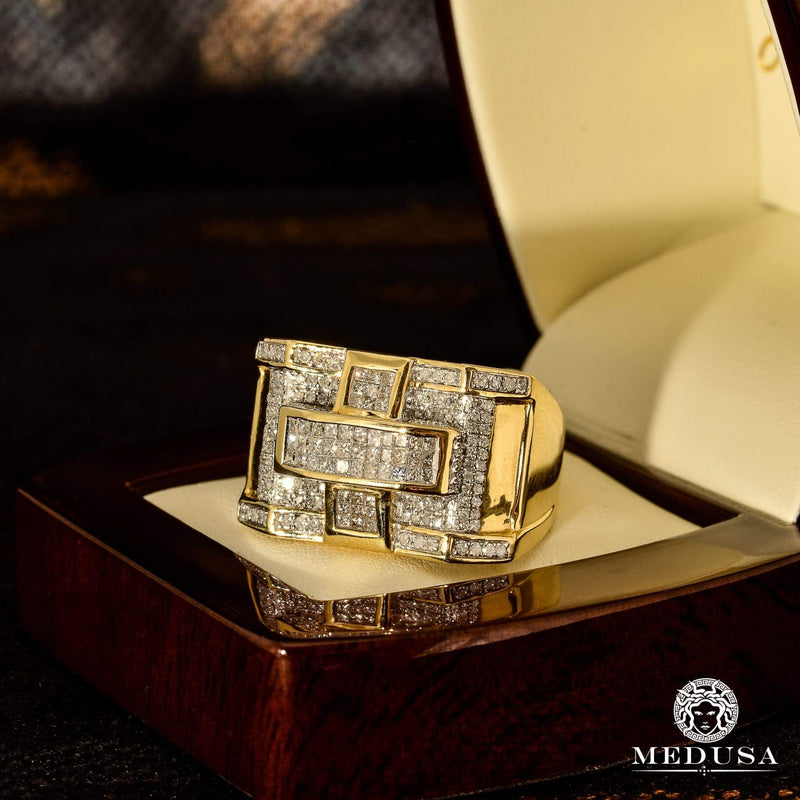 10K Gold Diamond Ring | Men&#39;s Ring Rhinestone H7 - Diamond